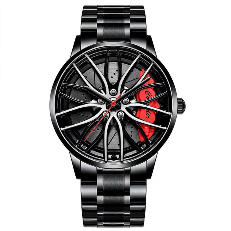 Men's Creative 3D Car Wheel Rotating Wrist Watch