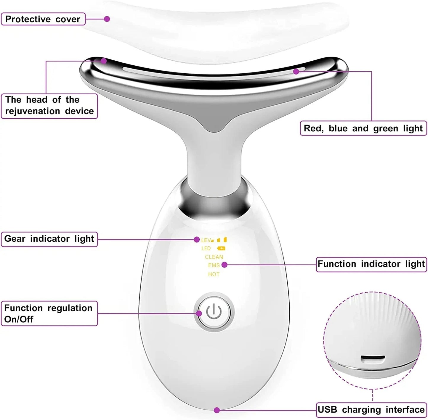 LED Neck Face Beauty Device Facial Massager