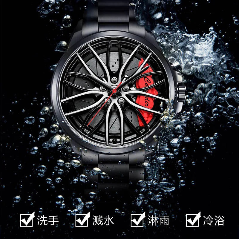 Men's Creative 3D Car Wheel Rotating Wrist Watch