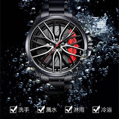 Men's Creative 3D Car Wheel Rotating Wrist Watch