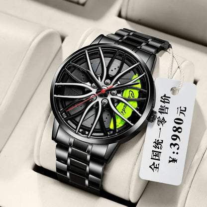 Men's Creative 3D Car Wheel Rotating Wrist Watch