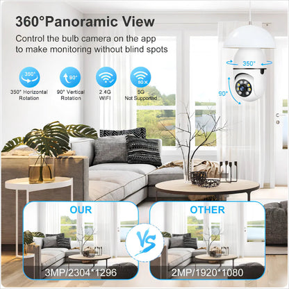 Night Vision Wireless Bulb Camera